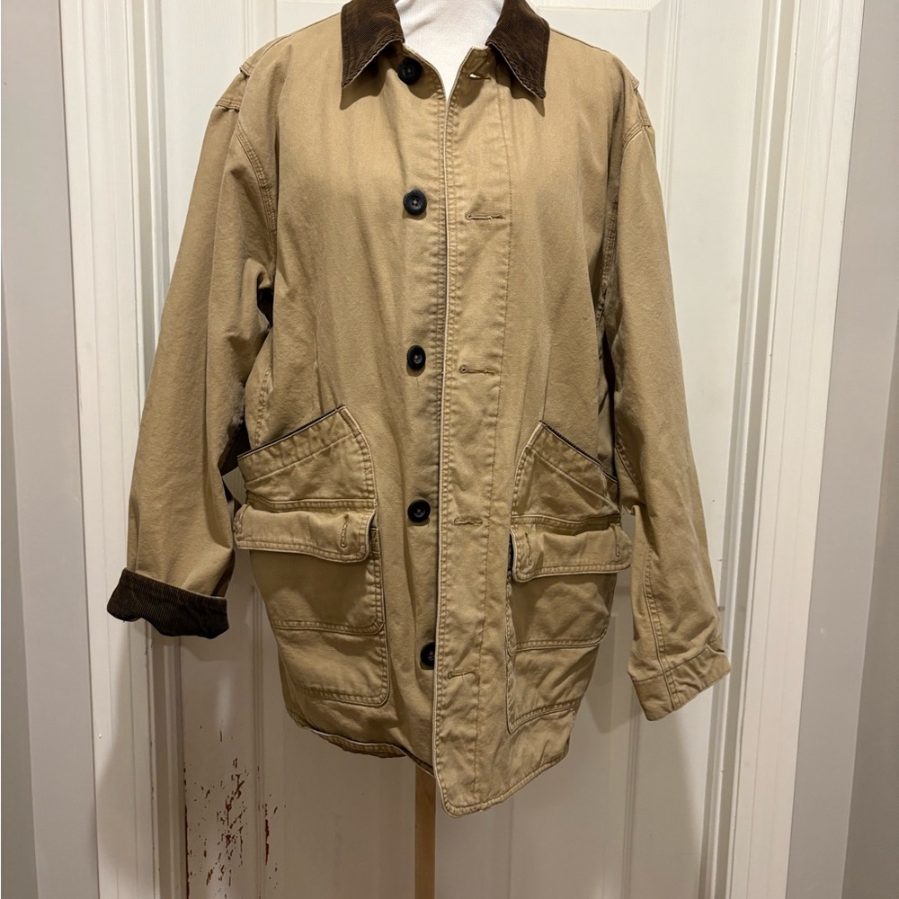 Orvis Tan Field Jacket with Brown Details size large